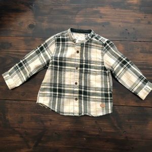 Zara Baby infant boy green plaid button up 9mo